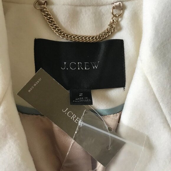 NWT JCrew Double Breasted Top Coat Womens 2 Ivory Cream Italian Cloth Wool NEW - Picture 3 of 13